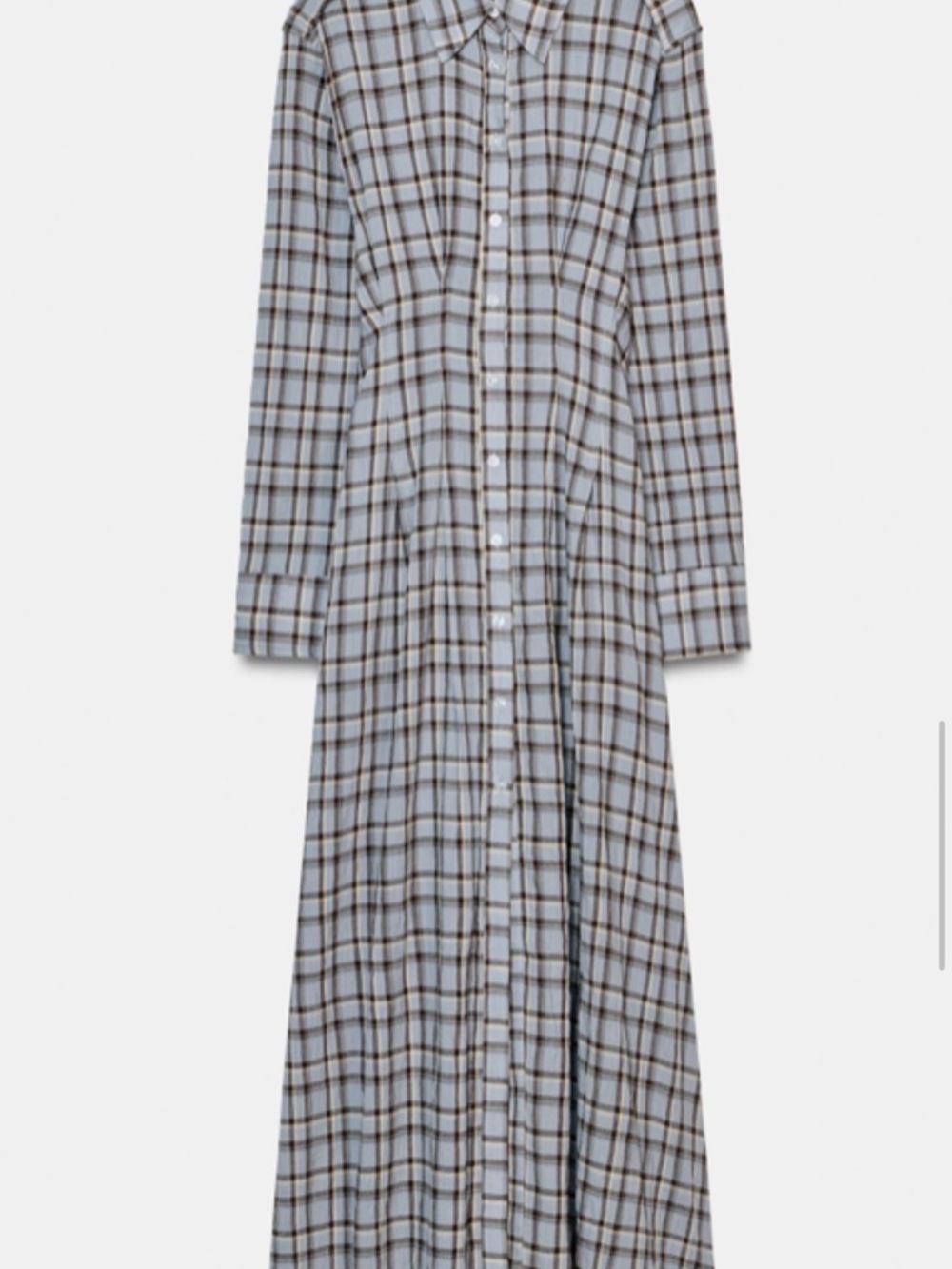 Zara Light Blue and Brown Plaid Maxi Dress